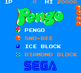 Pengo title screen for Sega Game Gear